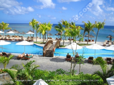 aerial view of the private pool le meridien hotel mauritius
