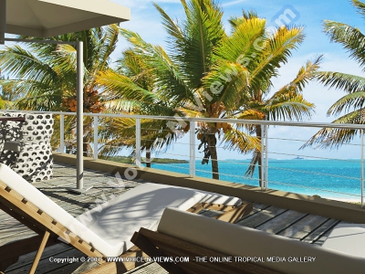 general view of the sea and its sunbeds paradise beach
